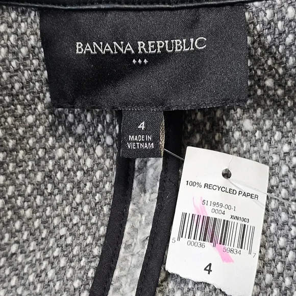 Banana Republic 4 Gray Tweed Belted Wool Blazer Jacket NWT Deadstock Classic - Picture 4 of 7